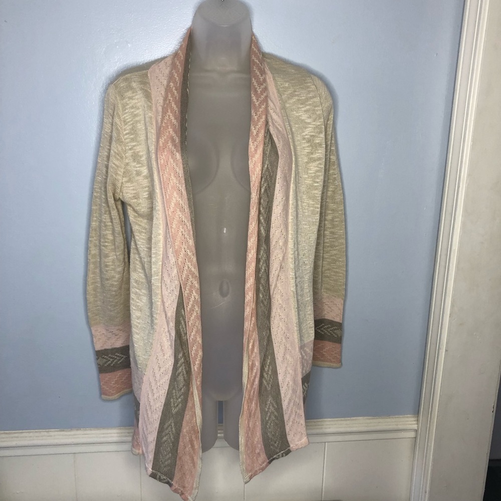 Maurices Cardigan Womens Medium Gray Pink Southwestern Aztec Sweater